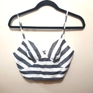 Valentina Camarim White Striped Crop Beach Vacation Summer Shirt Top Size Small